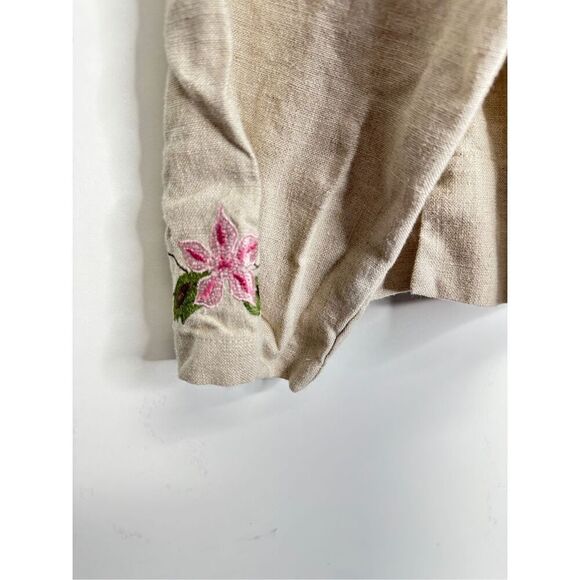 Relativity Women Asian Style Embroidered Jacket 100% Linen Size Large - Picture 5 of 6